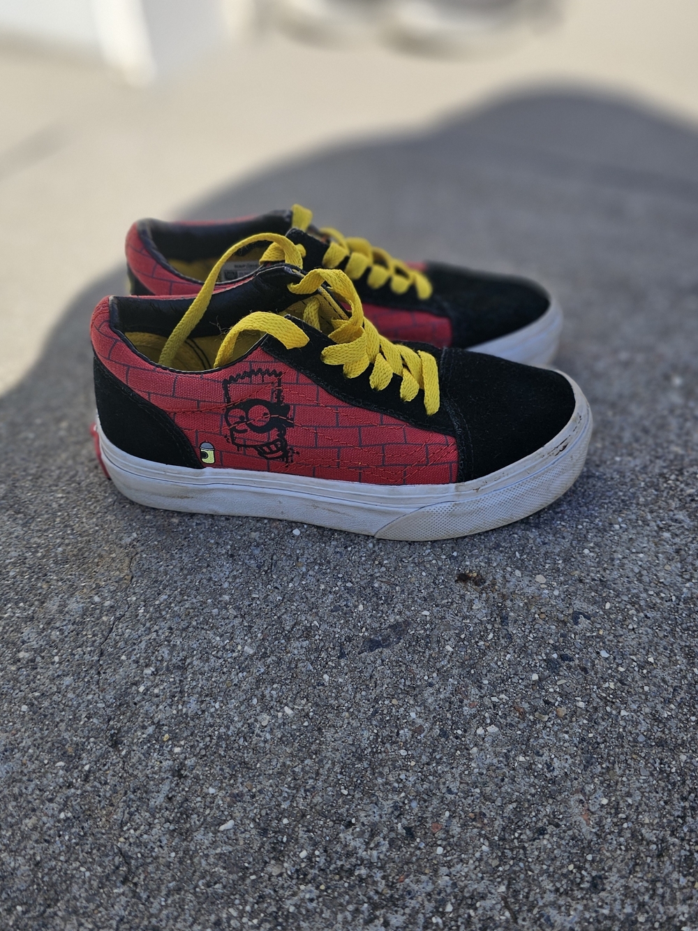 Vans Kids Black & Red Sneakers with Yellow Laces